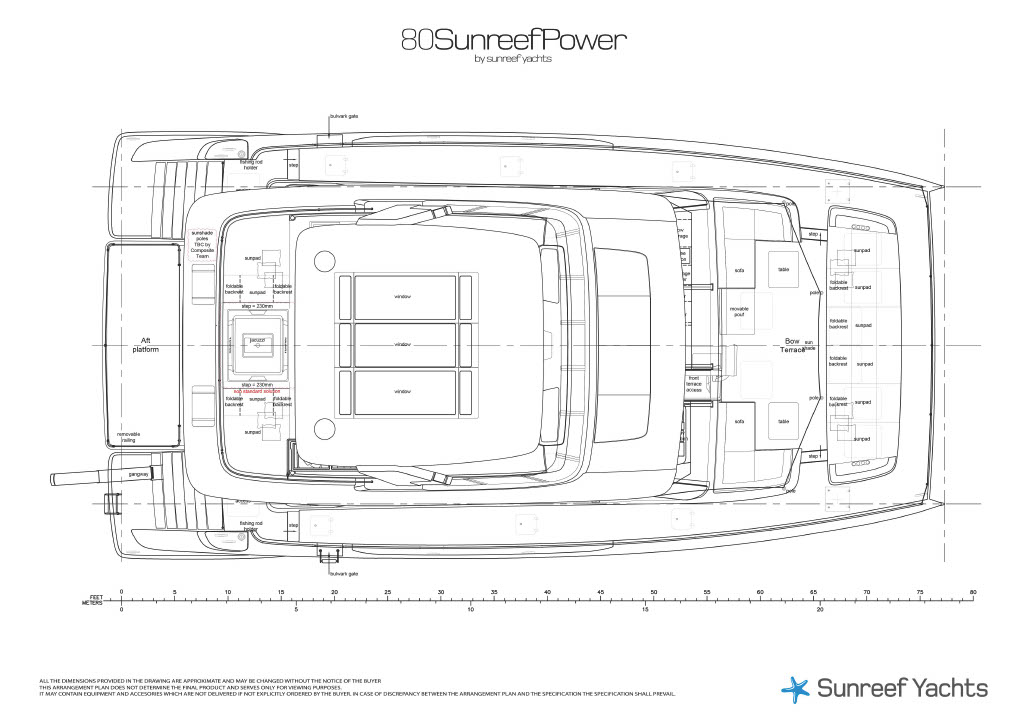 Profile arrangement plan of Sunreef 80 Power FAT CAT