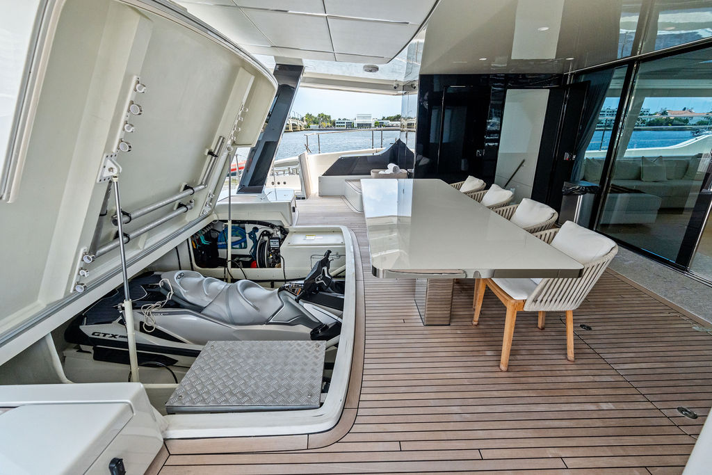 Aft deck with jet ski garage