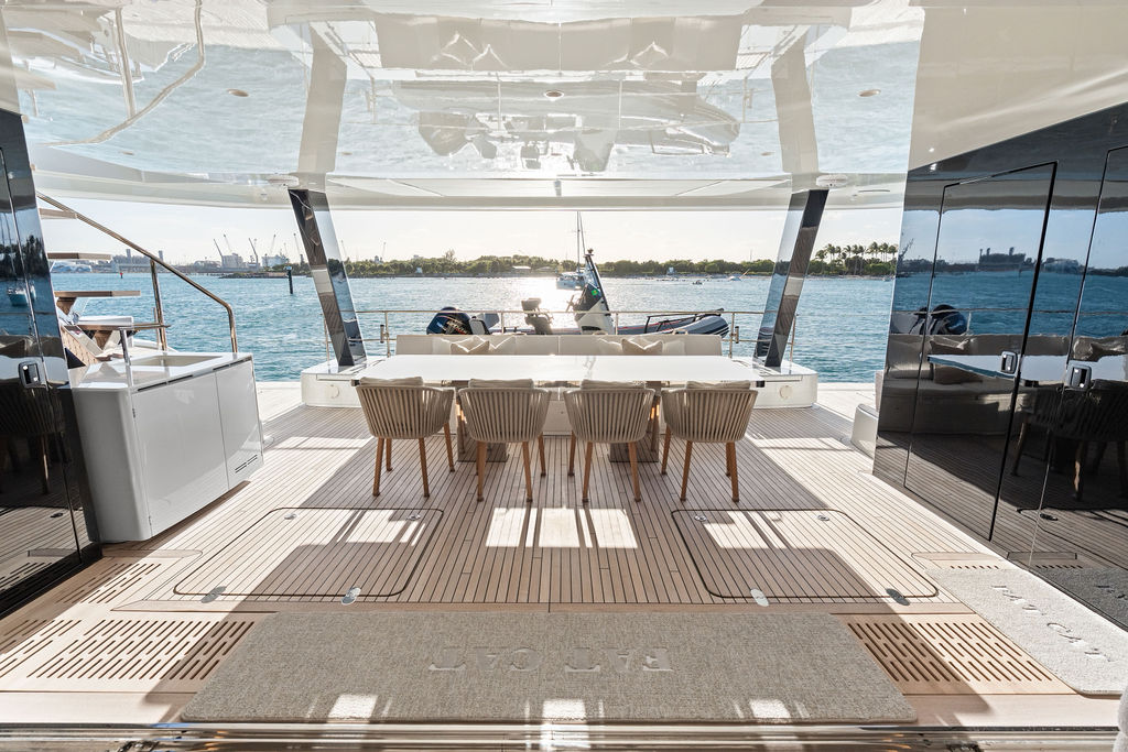 Aft deck dining at golden hour