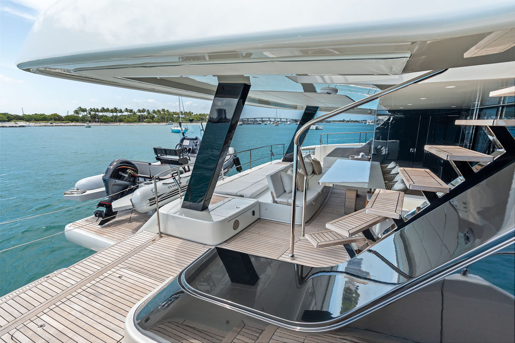 Aft deck with tender & seating
