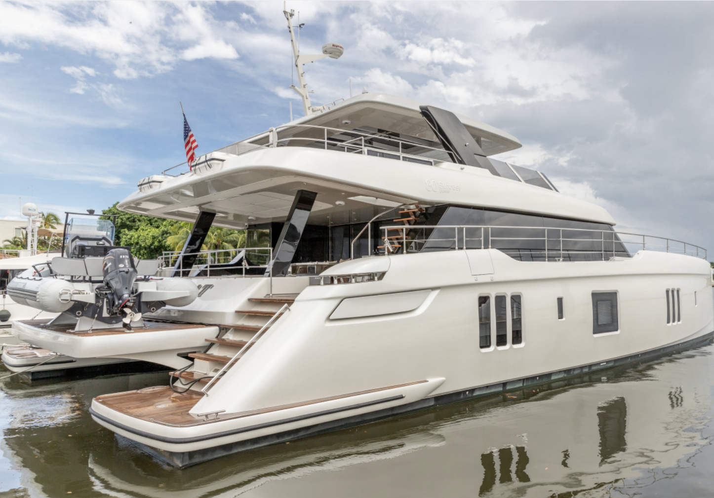 Aft exterior view with tender platform