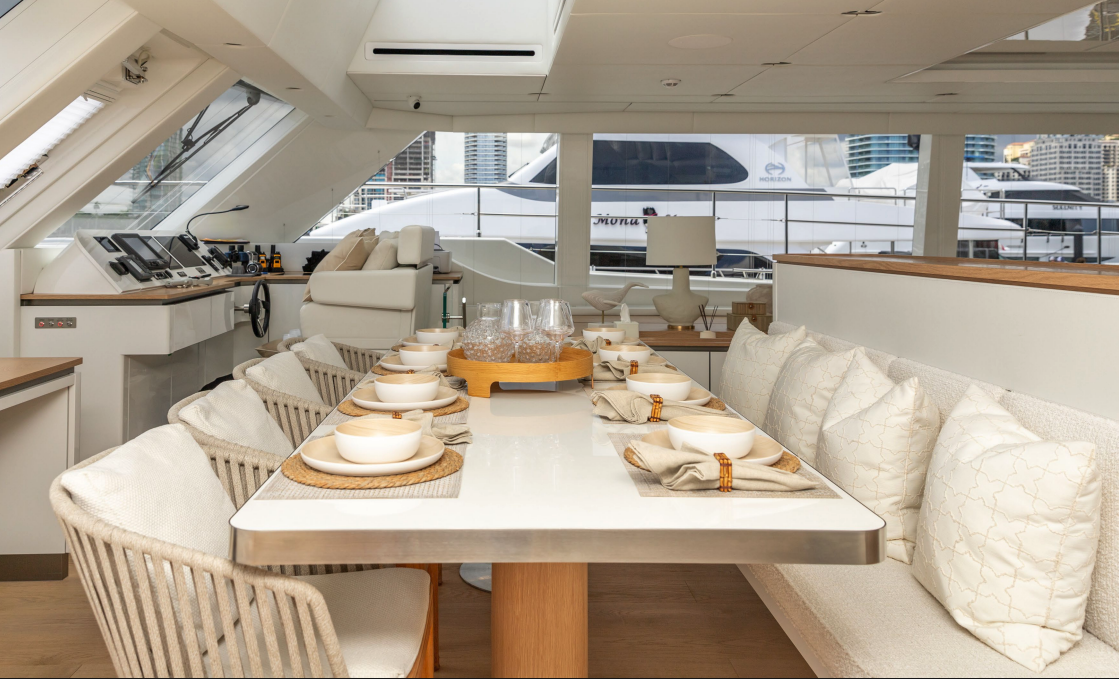 Interior dining & helm